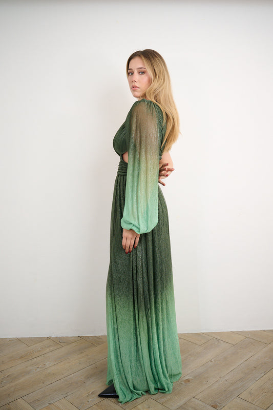 Green Metallic Ombre Dress
