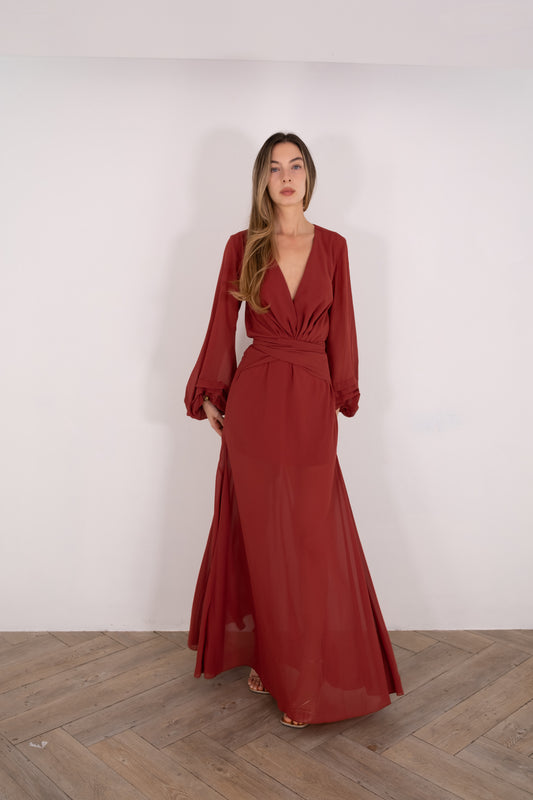 Rust Tie Maxi Dress