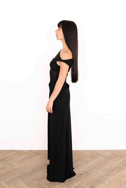 Midnight Mesh Twist Maxi Dress