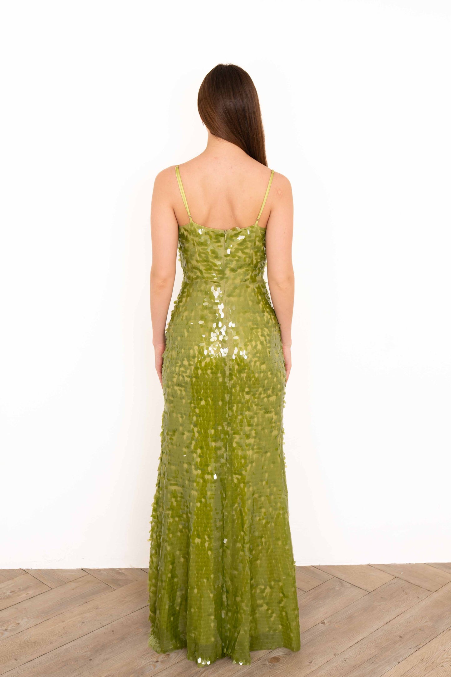 Vestido Largo de Lentejuela Verde Esmeralda