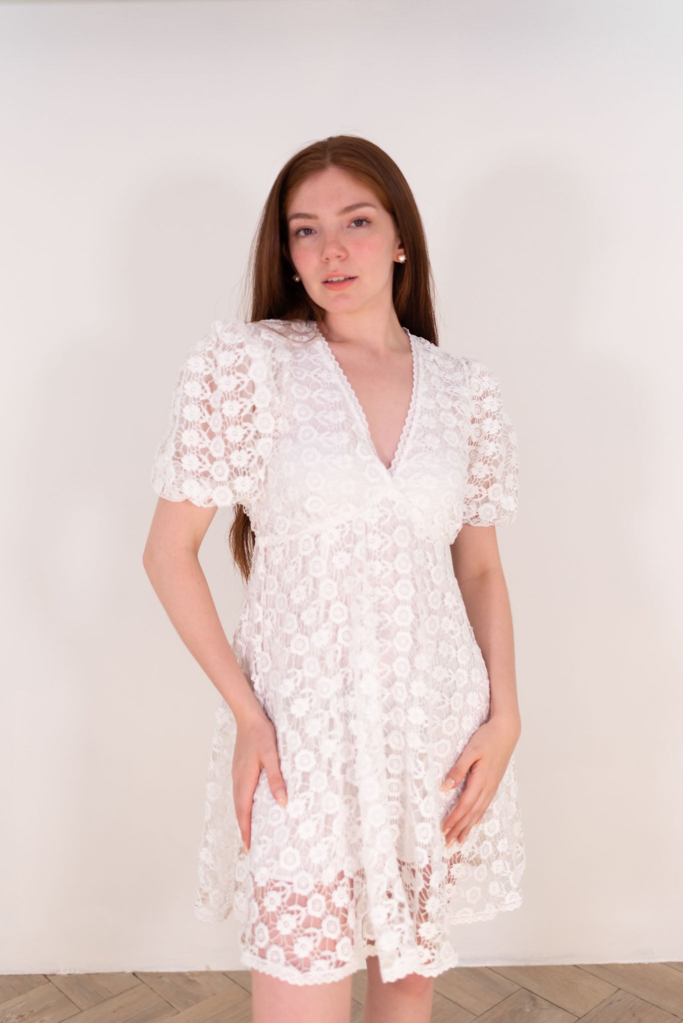 White Lace Floral Dress