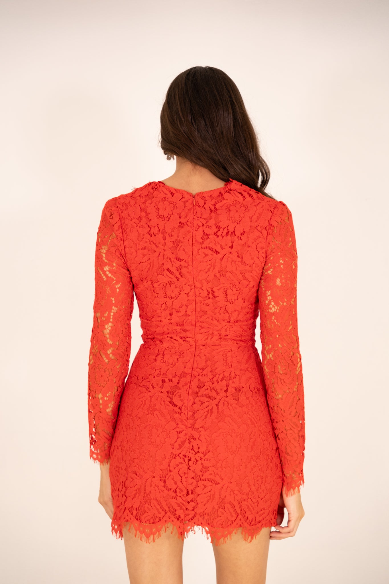 Red Sleeve Lace Dress