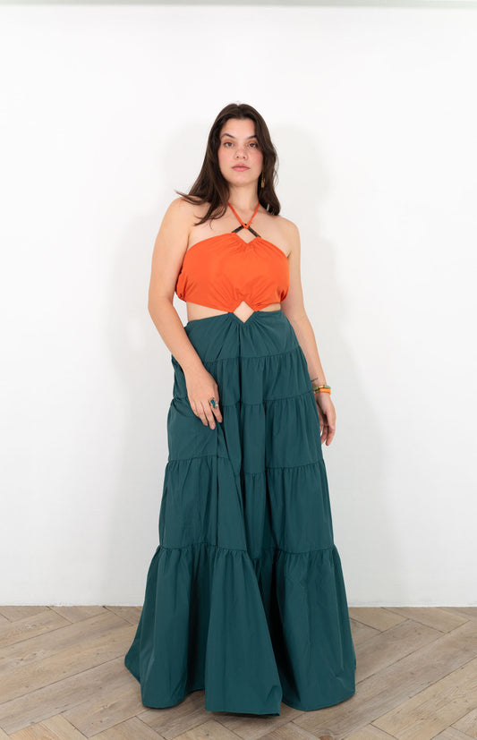 Orange/Keil Cut Out Maxi Dress