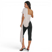 Top Strapless Blanco con Drapeado para Conjunto