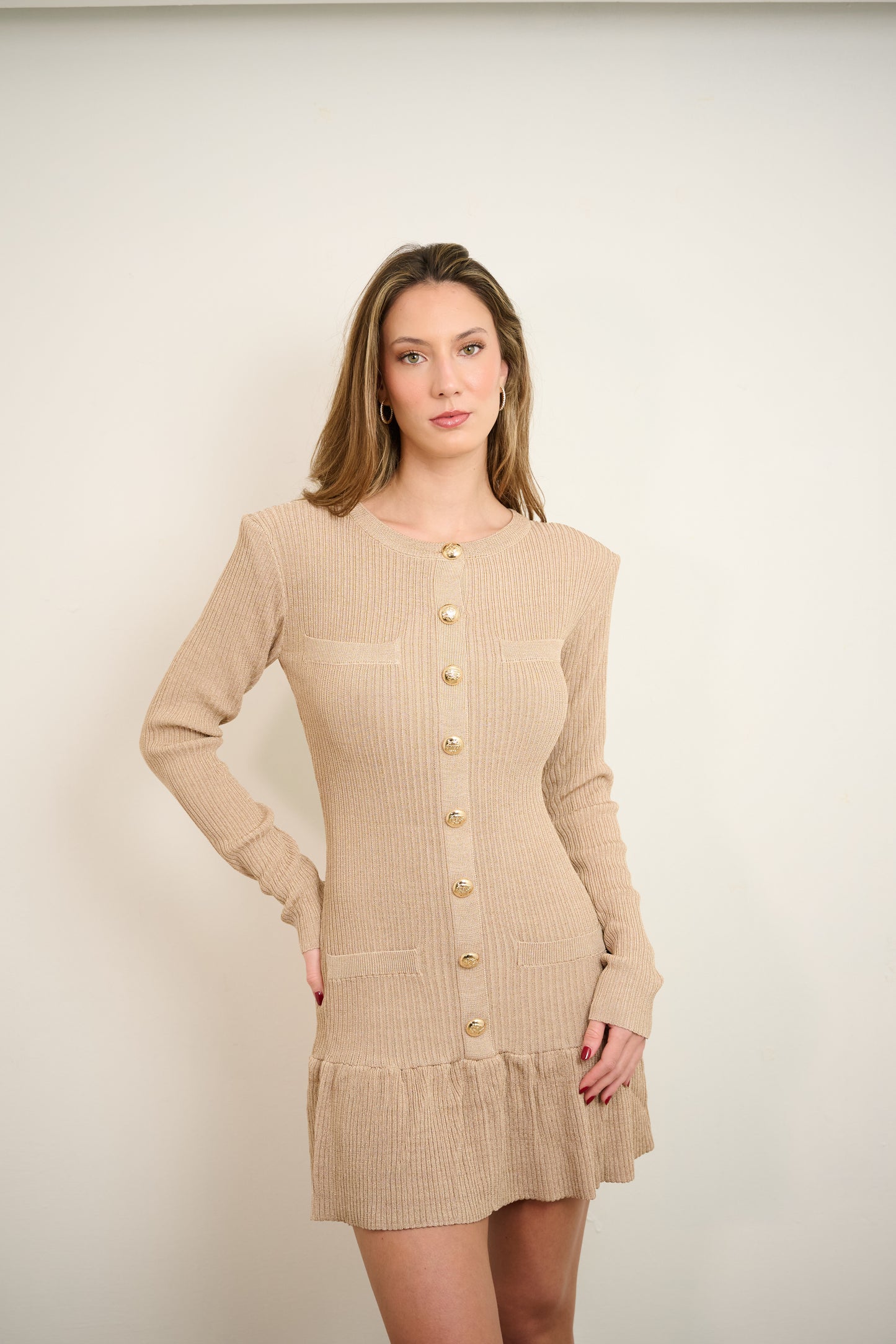 Knit Golden Mini Dress