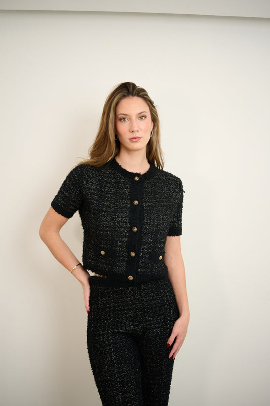 Black tweed sweater set