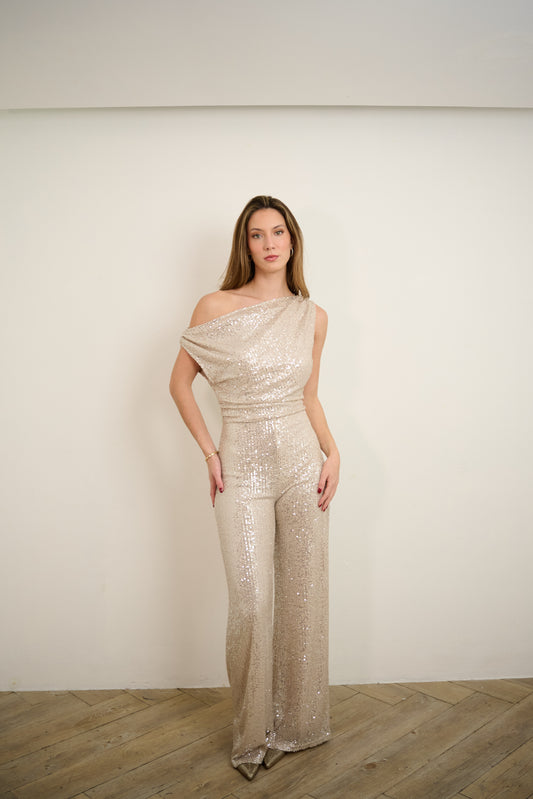 Champagne Sequin Jumpsuit