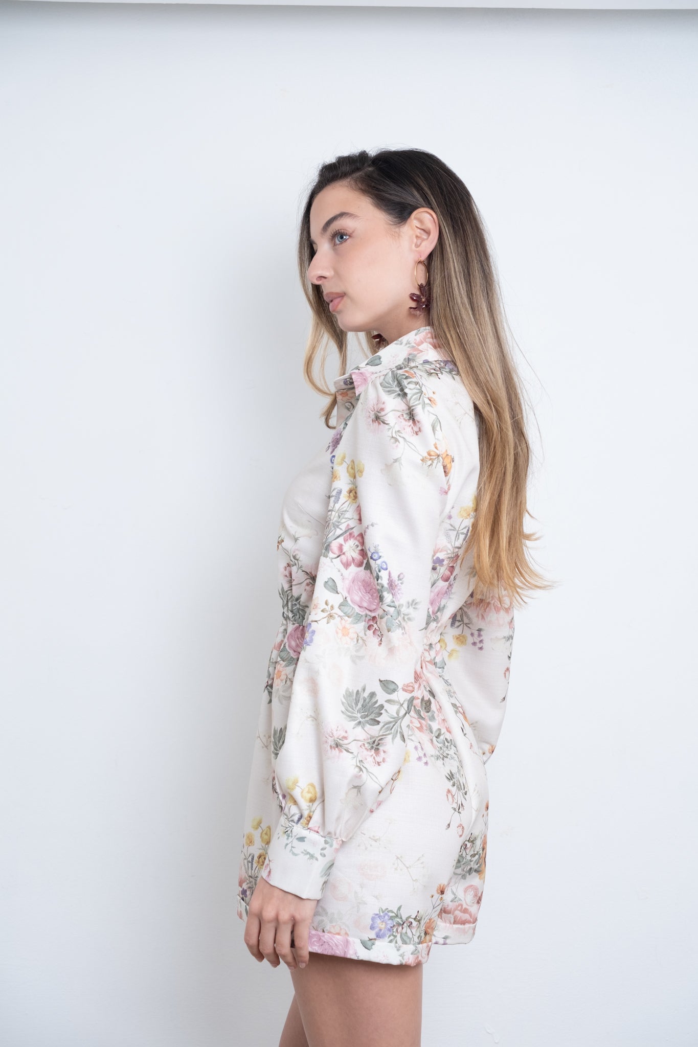 Romper Floral Mini Nude