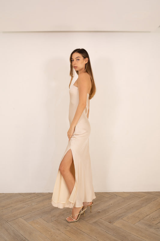 Champagne Maxi Strapless dress