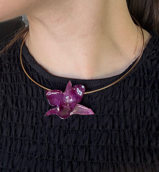 Choker Playa Orquidea Morada Chica