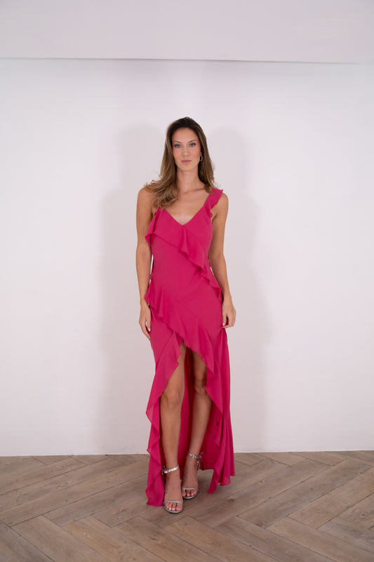 Pink Ruffled Maxi Dress