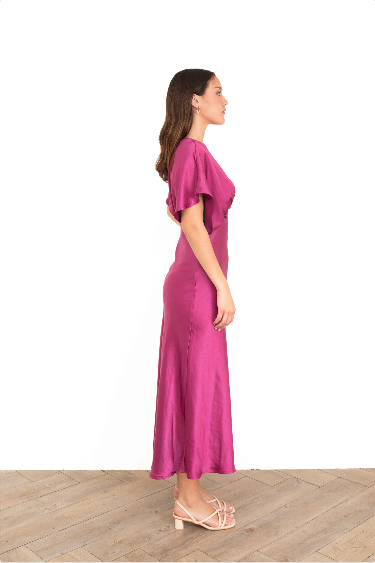 Vestido Largo Magenta Tipo Blusón