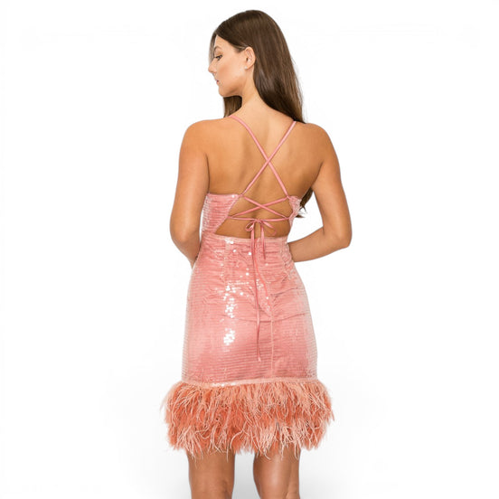 Vestido Corto Durazno Elegante