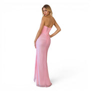 Vestido Largo Rosa Strapless de Chiffón