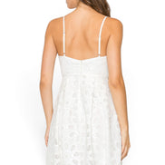 Vestido Midi Blanco Floral con Lentejuela