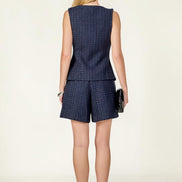 Espalda de conjunto de tweed azul marino