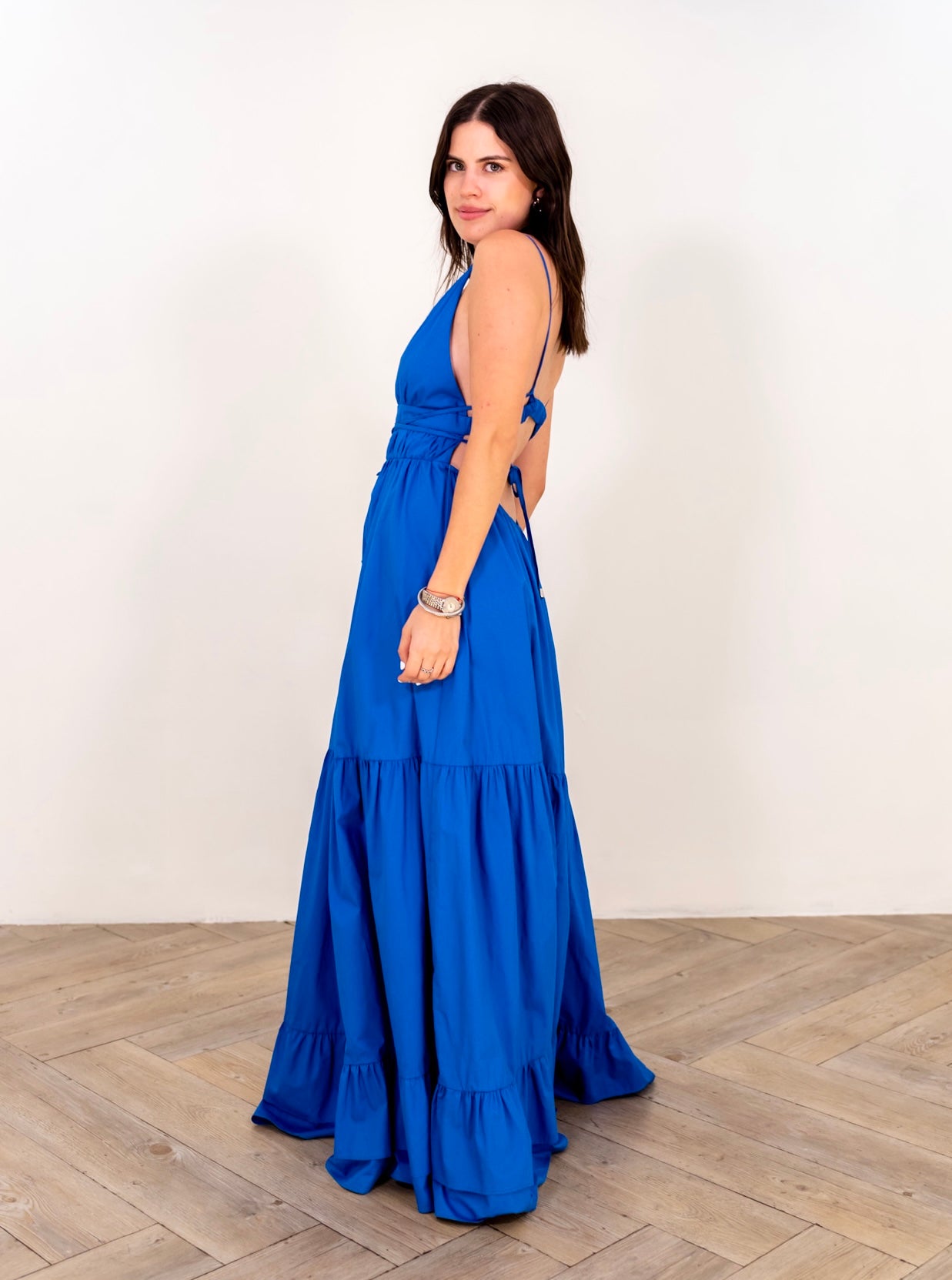 Royal Blue Cotton Poplin Summer Dress