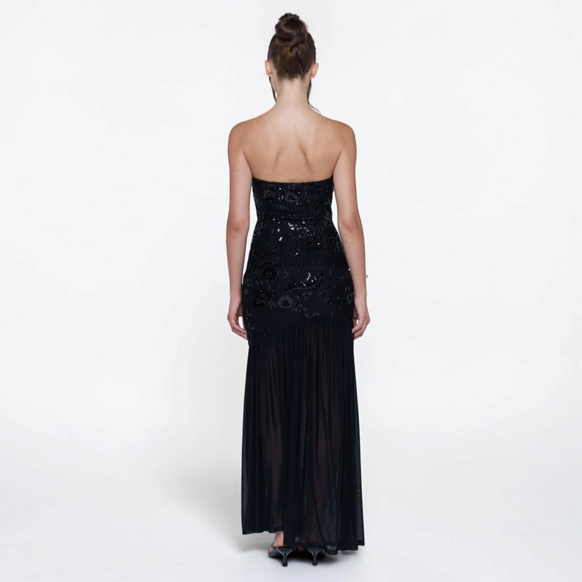 Vestido Largo Tirantes Negro con Lentejuelas