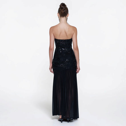 Vestido Largo Tirantes Negro con Lentejuelas