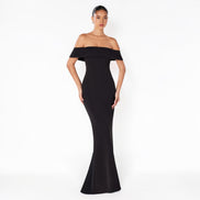 Vestido Largo Negro Off Shoulder Sirena