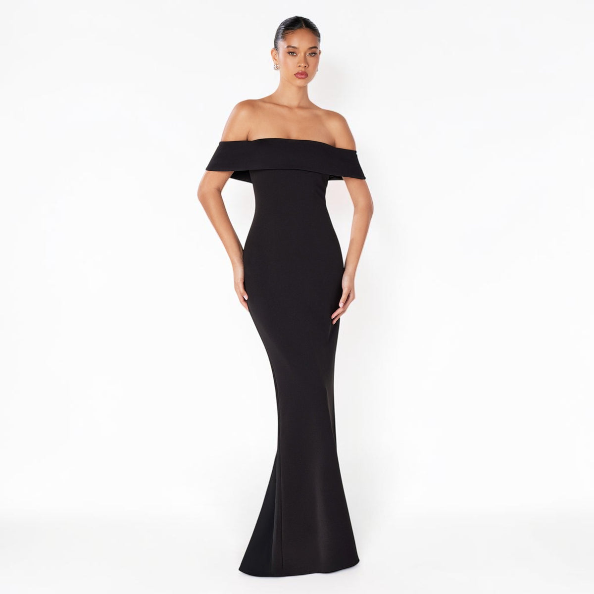 Vestido Largo Negro Off Shoulder Sirena