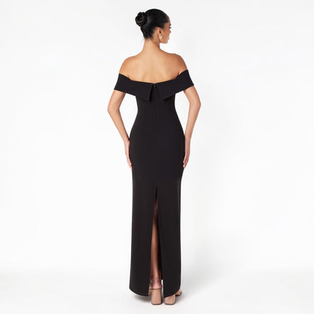 Vestido Largo Negro Off Shoulder Sirena