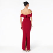 Vestido Largo Rojo Off Shoulder Sirena