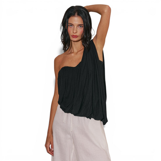 Top Strapless Negro con Drapeado para Conjunto