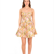 Vestido corto de jacquard floral para fiesta
