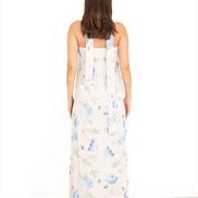 Espalda de vestido largo floral marfil strapless