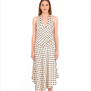 Vestido midi de puntos con halter para bautizo