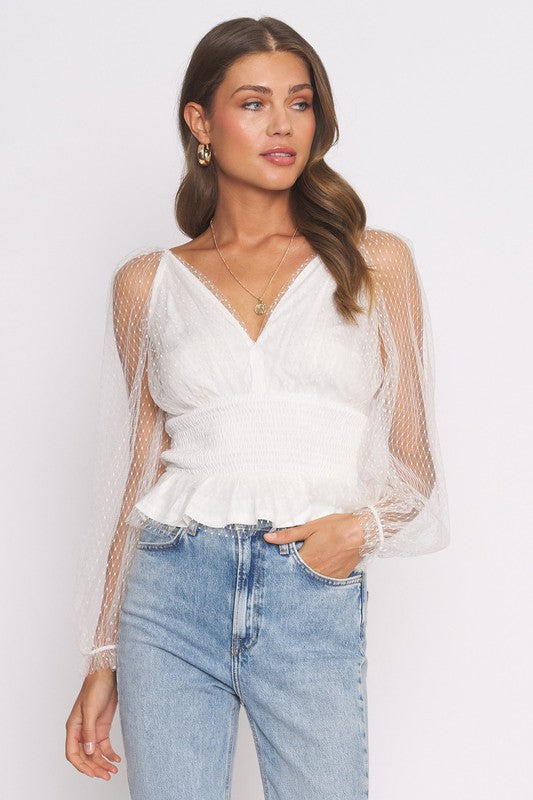 Mesh deals blouse white