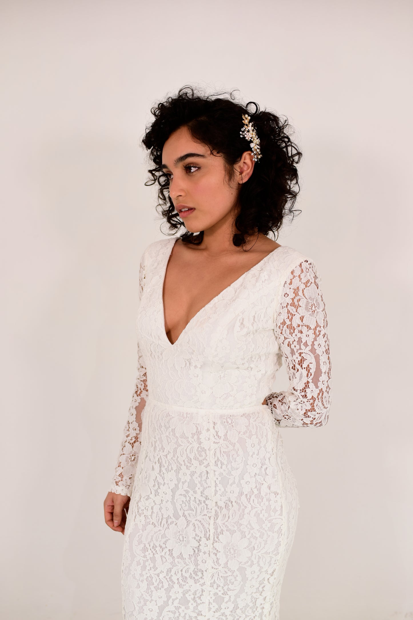 White Bridal Long Lace Dress