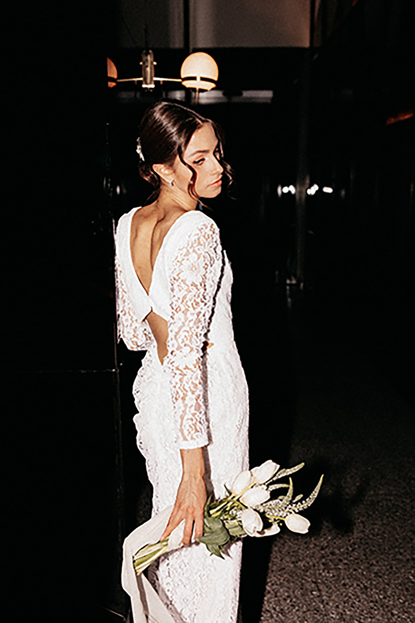 White Bridal Long Lace Dress